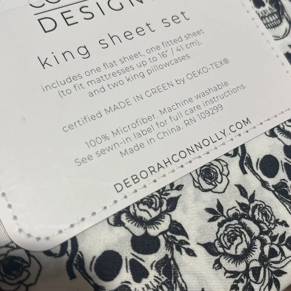 Deborah Connolly Designs Halloween Skulls Bats Sheet Set (King)